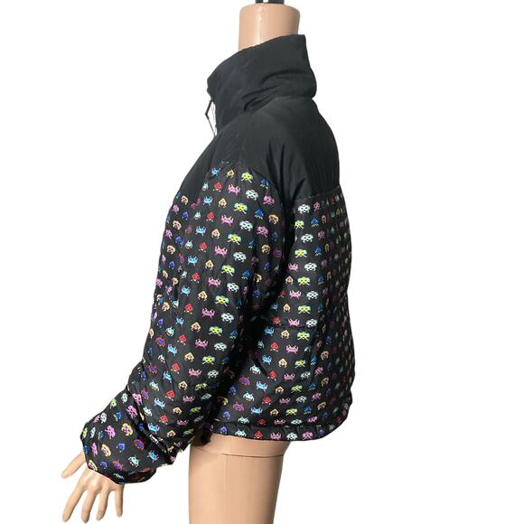 Zara Space Invaders Reversible Quilted Puffer Jacket Womens XS Oversized - Picture 4 of 16